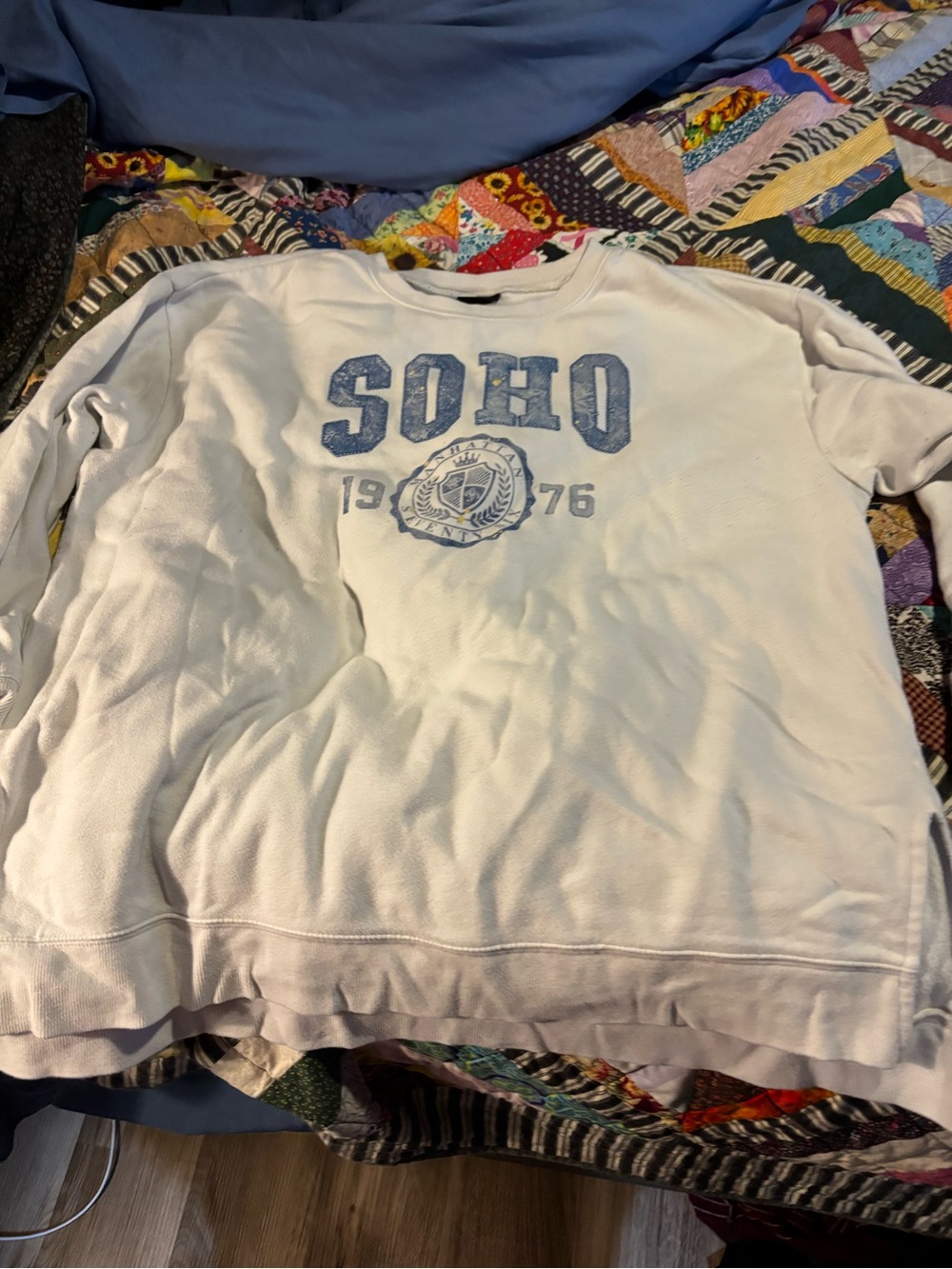 torrid White Crewneck Sweatshirt with Blue Graphic